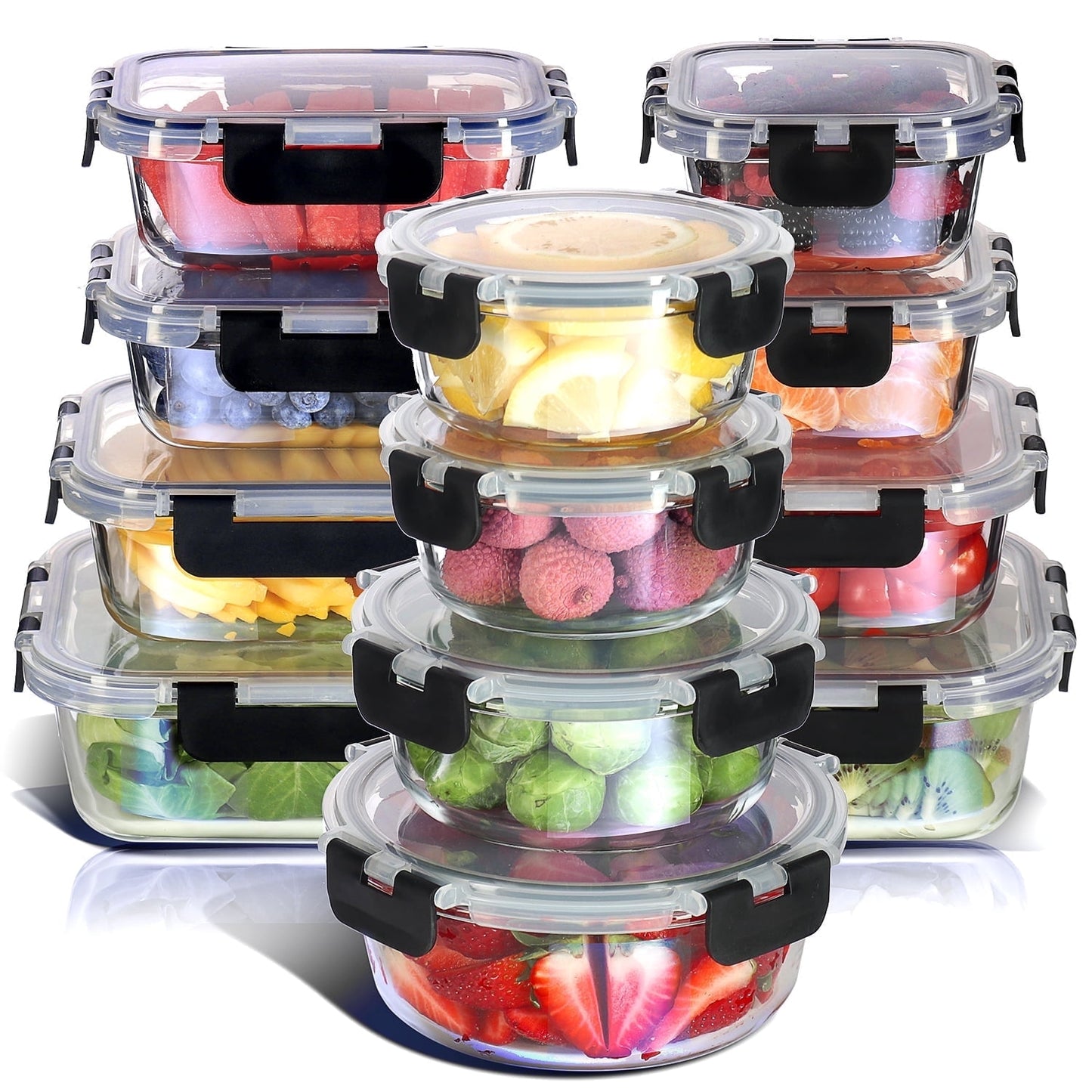 Virtu Oven Safe Glass Meal Prep Containers