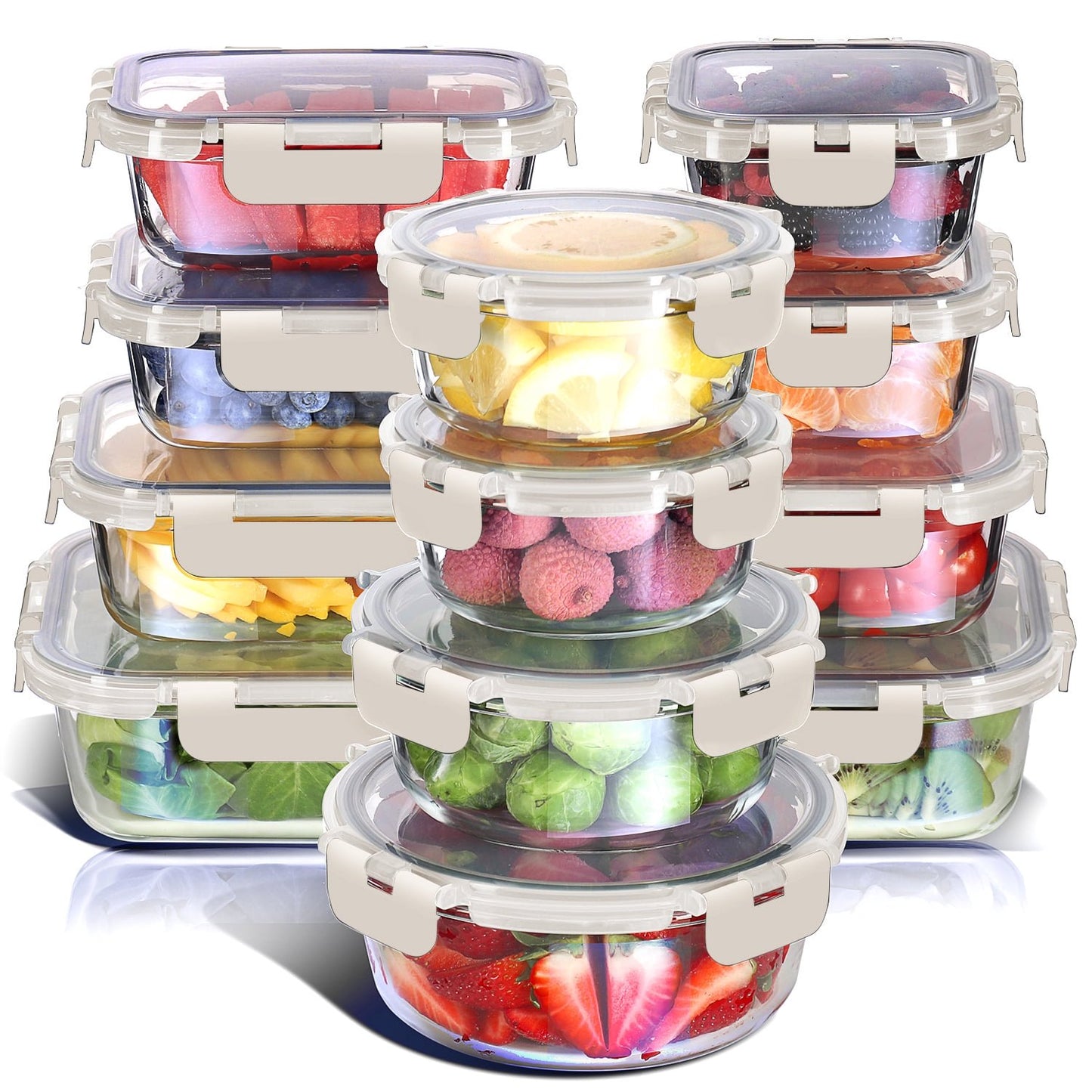 Virtu Oven Safe Glass Meal Prep Containers