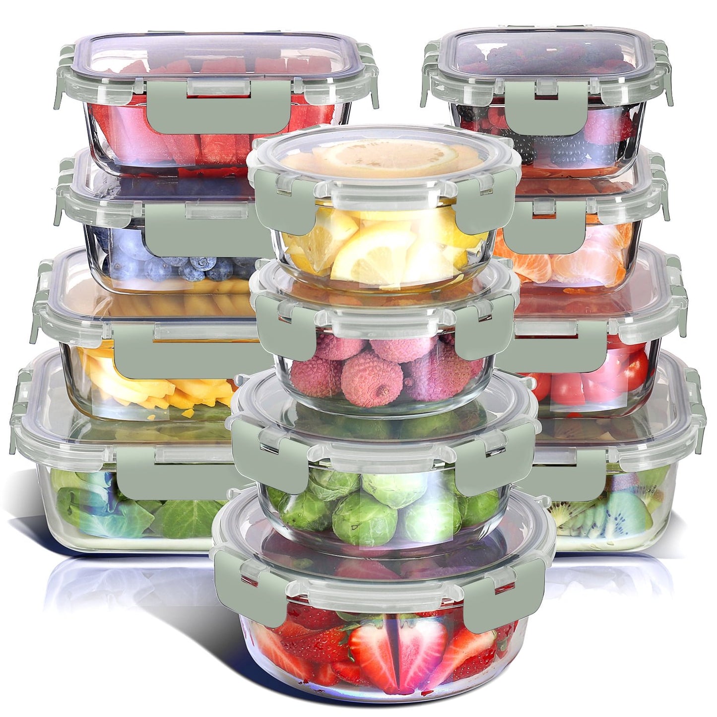 Virtu Oven Safe Glass Meal Prep Containers