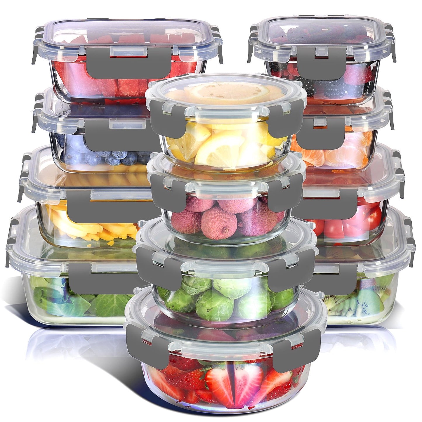 Virtu Oven Safe Glass Meal Prep Containers