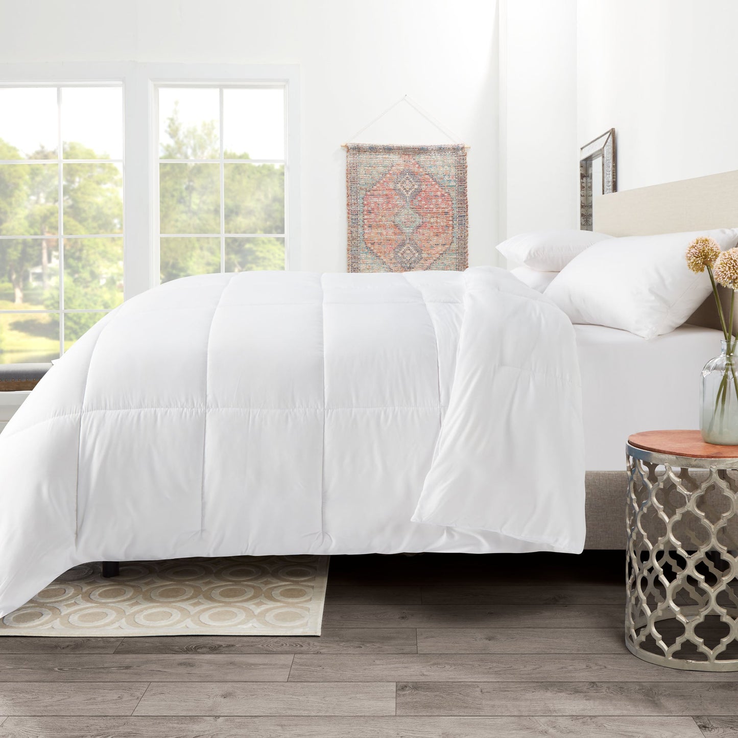 nestl Down Alternative Comforter - Quilted Comforter - Queen Size Comforter - Hypoallergenic - All Season Quilted Duvet Insert, White