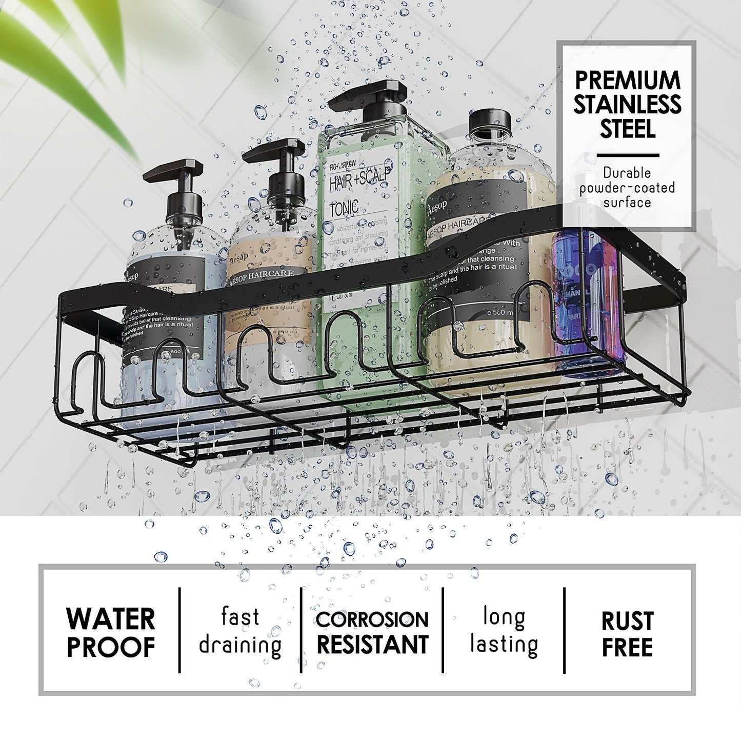 Lammaloe Adhesive Shower Caddy Organizer, 5 Pack Rustproof Shower Caddy Over Shower Head