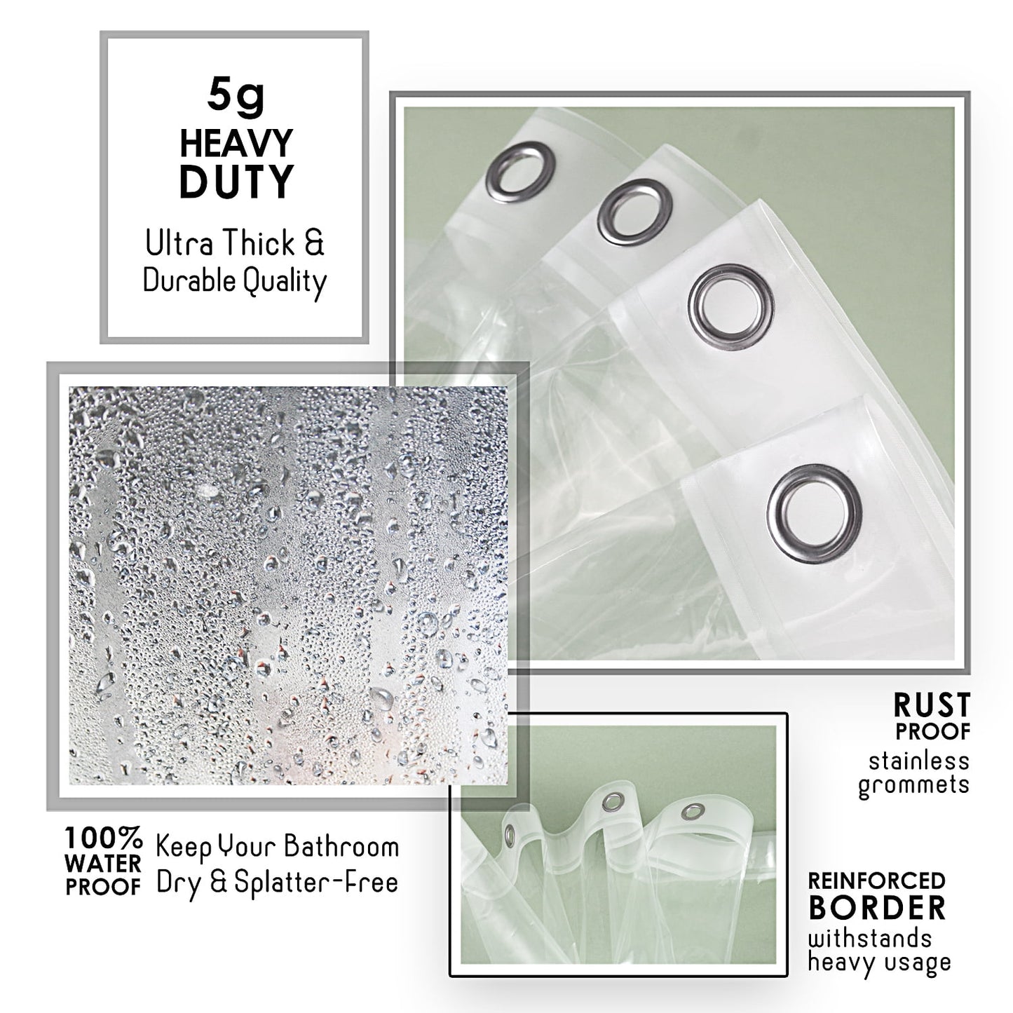 LammaLoe Shower Curtain Liner, Frosted Premium Thick PEVA Shower Liner, Rustproof Grommets, Mildew Resistant, 70" x 72"