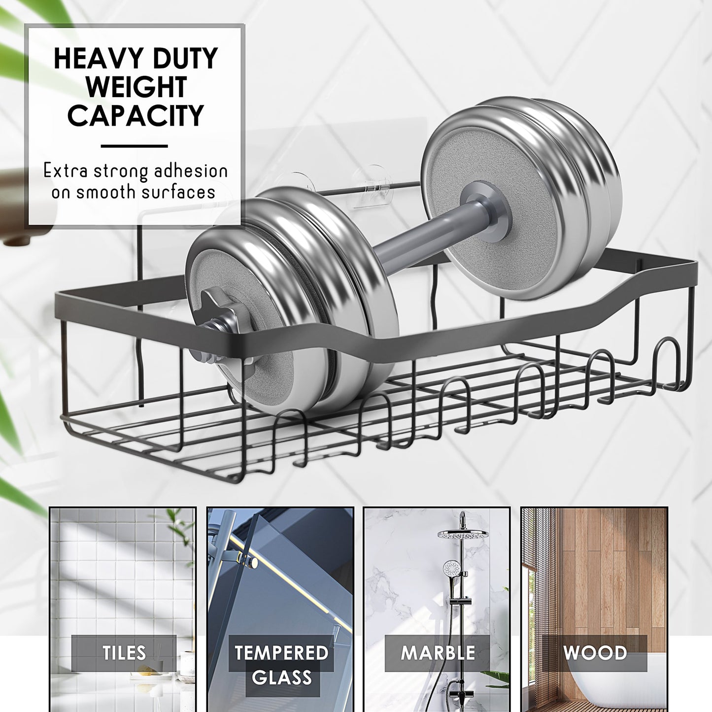 Lammaloe Adhesive Shower Caddy Organizer, 5 Pack Rustproof Shower Caddy Over Shower Head