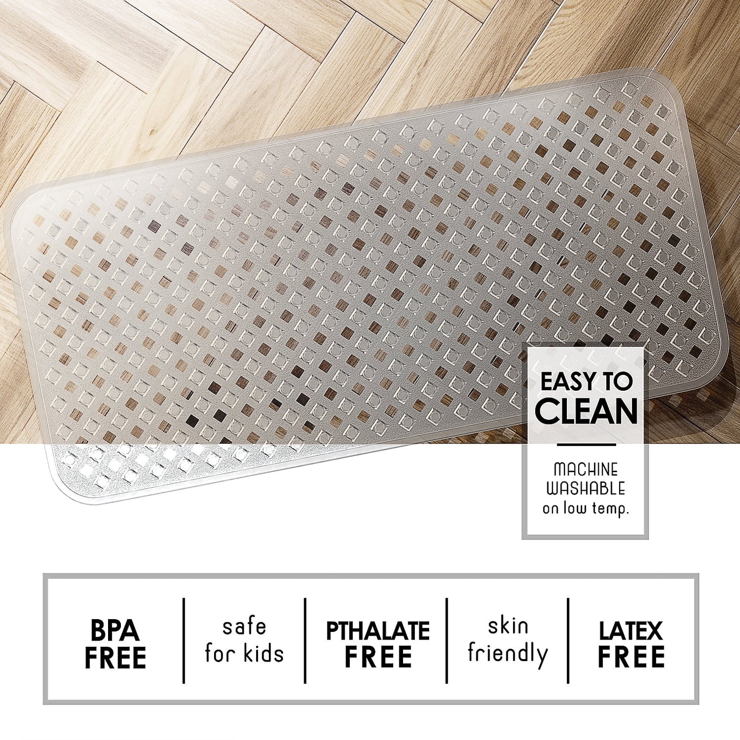 Virtu Shower Mat - 35"x16" Clear Bathtub Mat