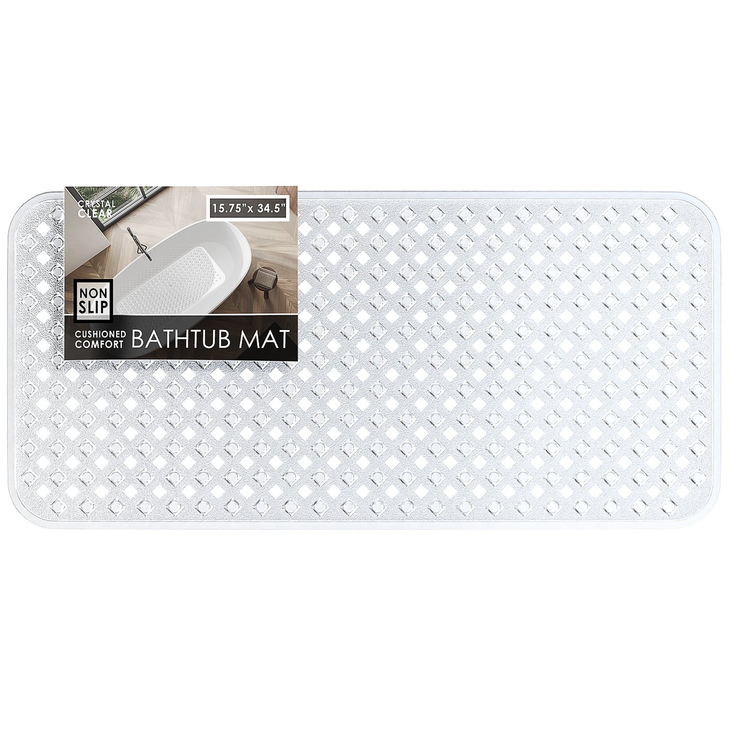 Virtu Shower Mat - 35"x16" Clear Bathtub Mat