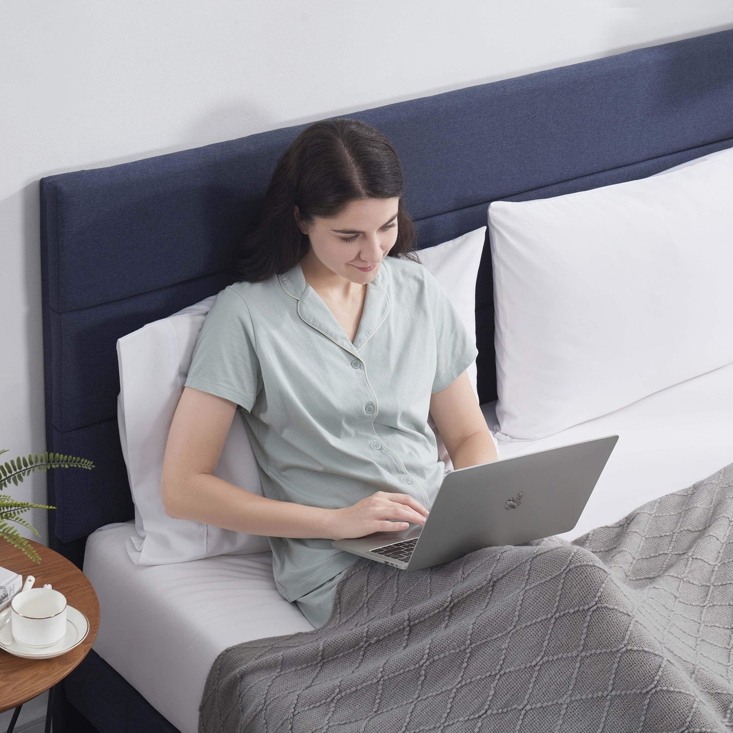 Lammaloe Platform Bed Frame with Horizontal Channel Upholstered Headboard
