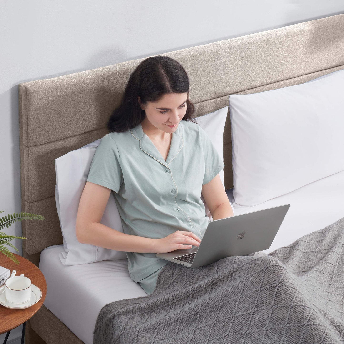 Lammaloe Platform Bed Frame with Horizontal Channel Upholstered Headboard