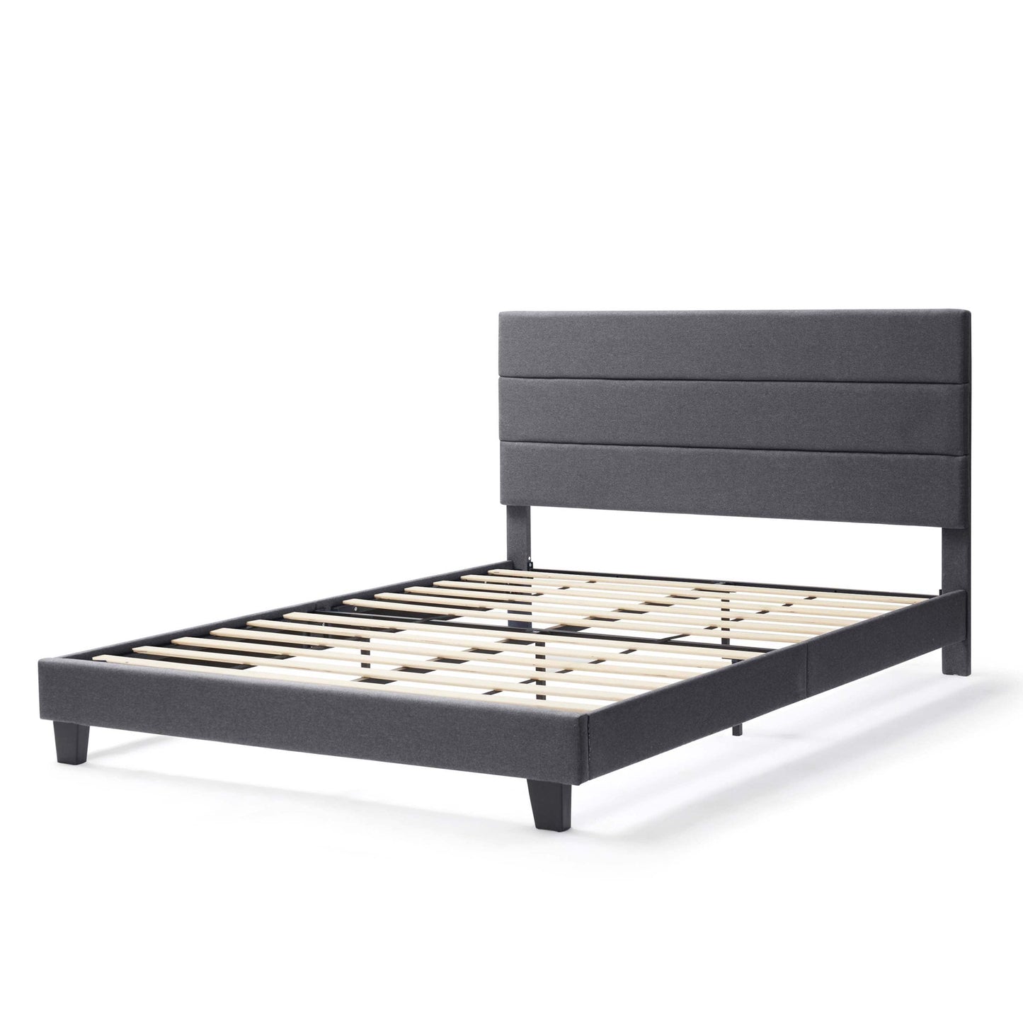 Lammaloe Platform Bed Frame with Horizontal Channel Upholstered Headboard