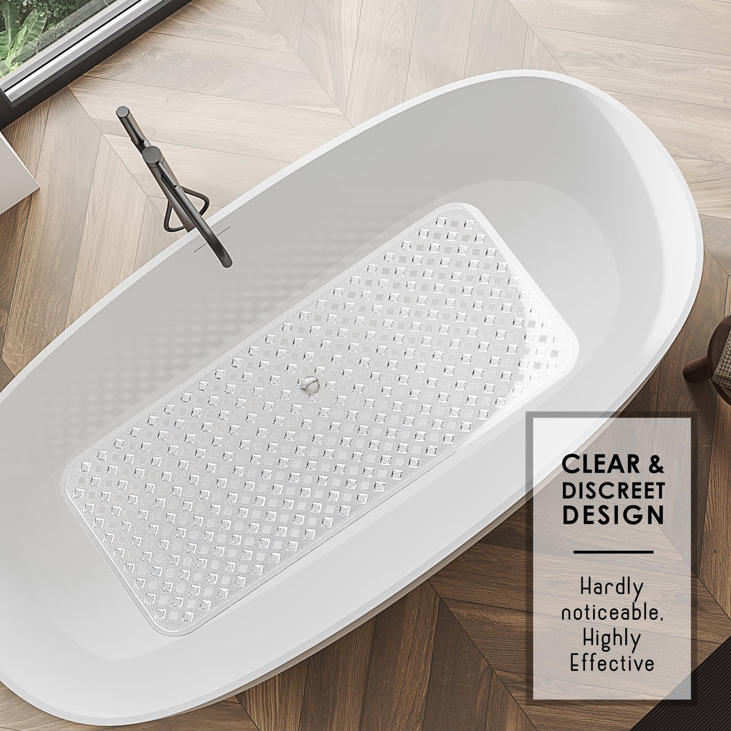 Virtu Shower Mat - 35"x16" Clear Bathtub Mat