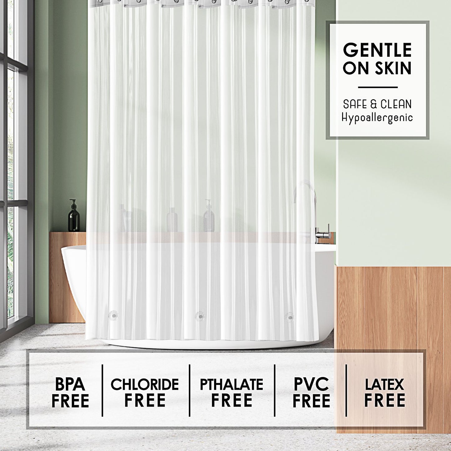 LammaLoe Shower Curtain Liner, Frosted Premium Thick PEVA Shower Liner, Rustproof Grommets, Mildew Resistant, 70" x 72"