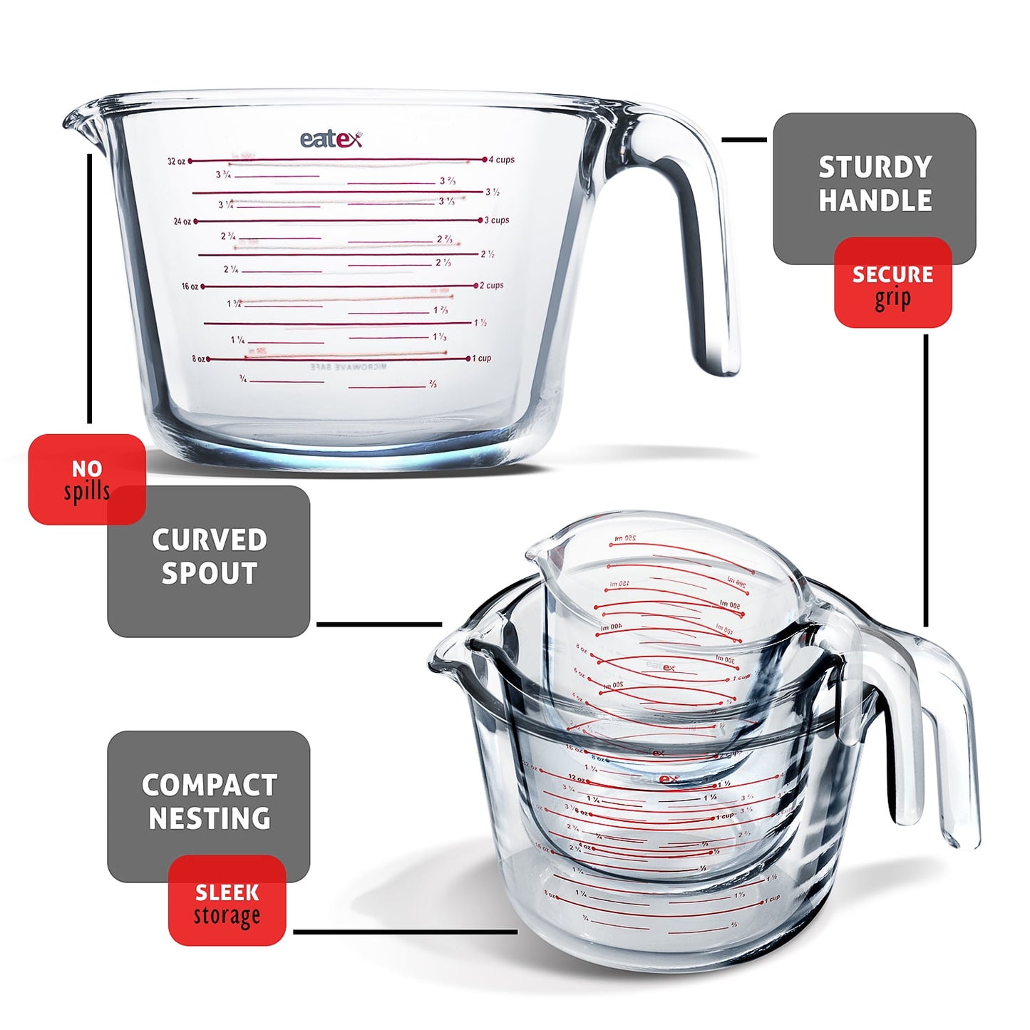 Virtu Glass Measuring Cups Set