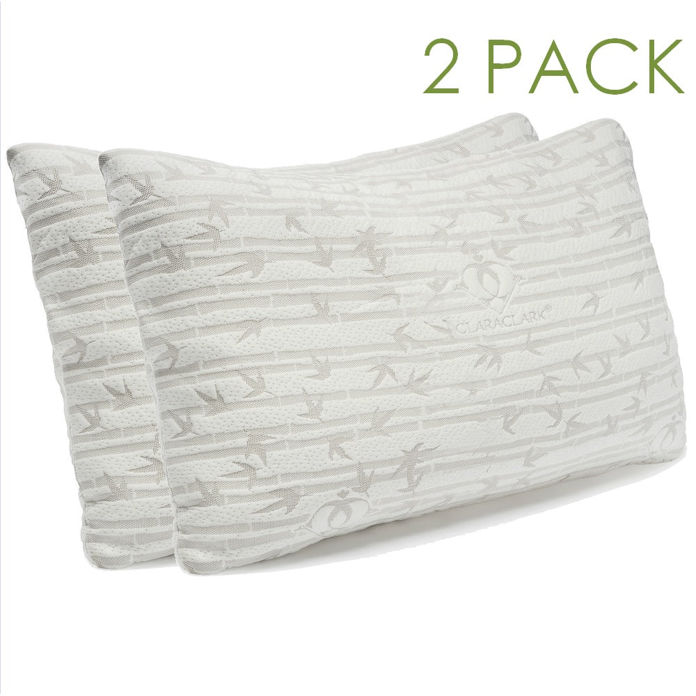 Clara Clark Shredded Memory Foam Pillow with a Luxury Designed Rayon Made from Satins Cover