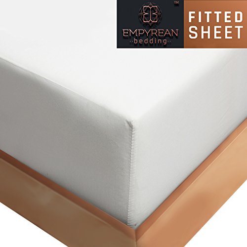 Empyrean Bedding Double Brushed Microfiber 14 inch - 16 inch Deep Pocket Fitted Sheet, Twin, White