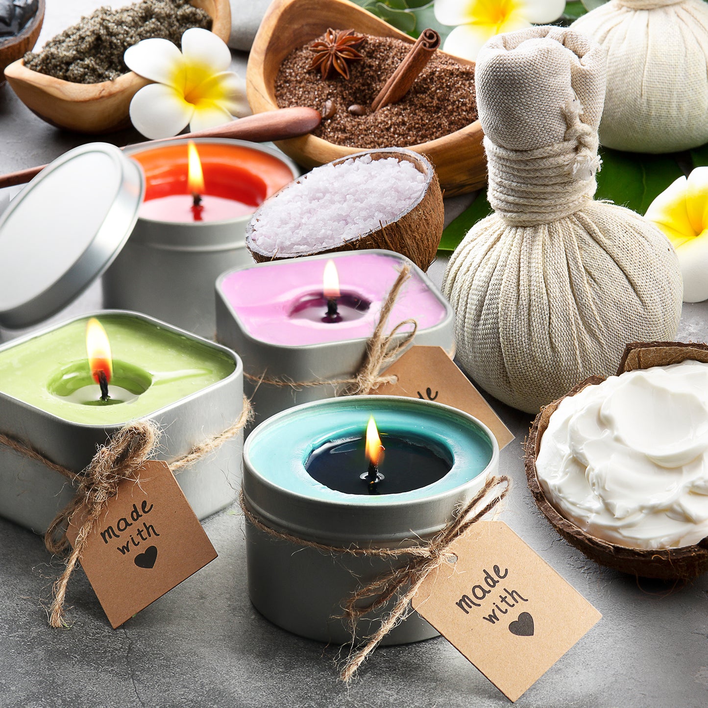 Hearth & Harbor Soy Candle Making Kit - Natural Soy Wax, Tins, Melting Pot, Cotton Wicks, Metal Centering Tool, and More - Multi