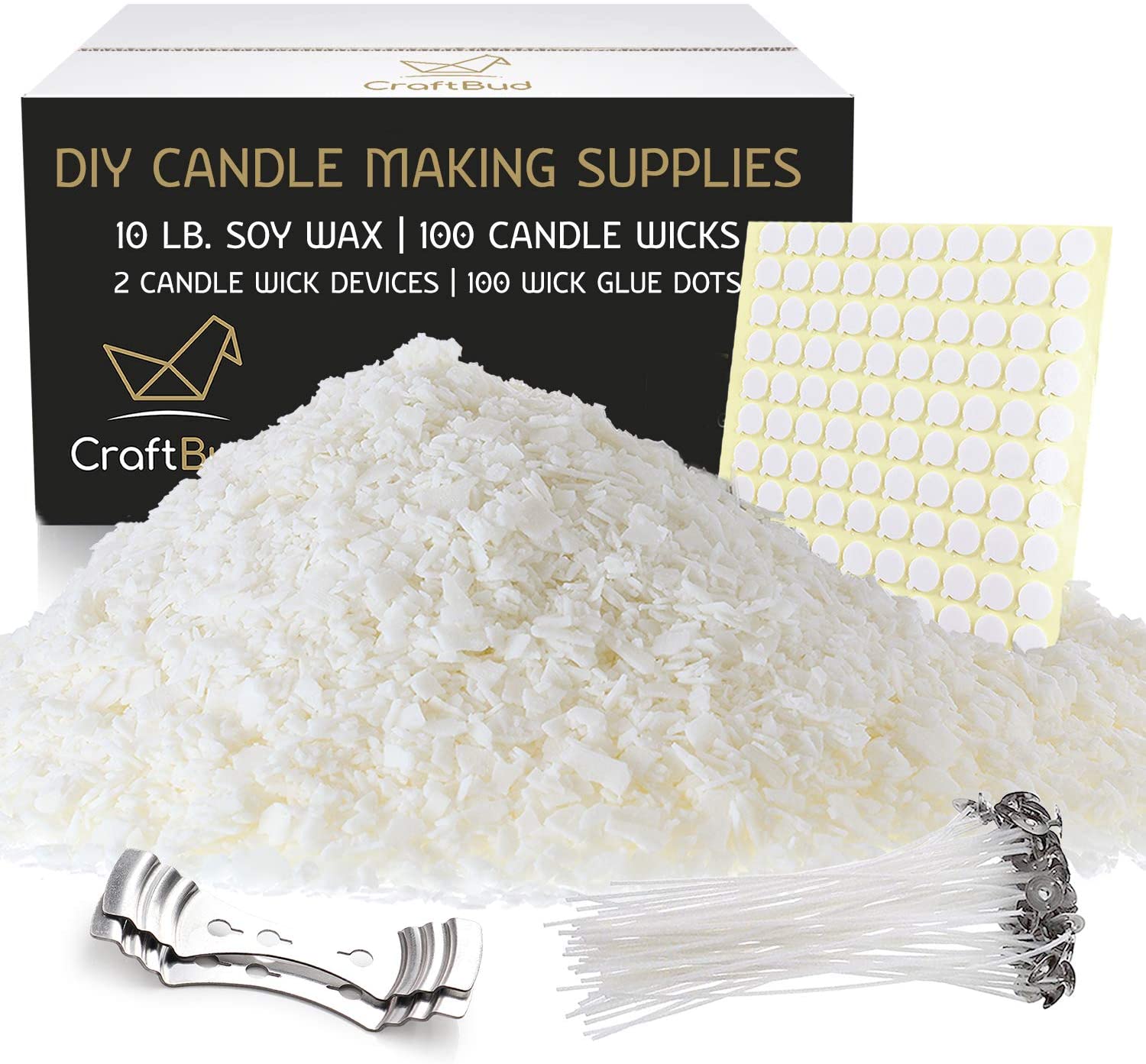 10 LB Candle Soy Wax Flakes 100 Wicks 6 With Stickers 2 Metal Centering  Device for sale online