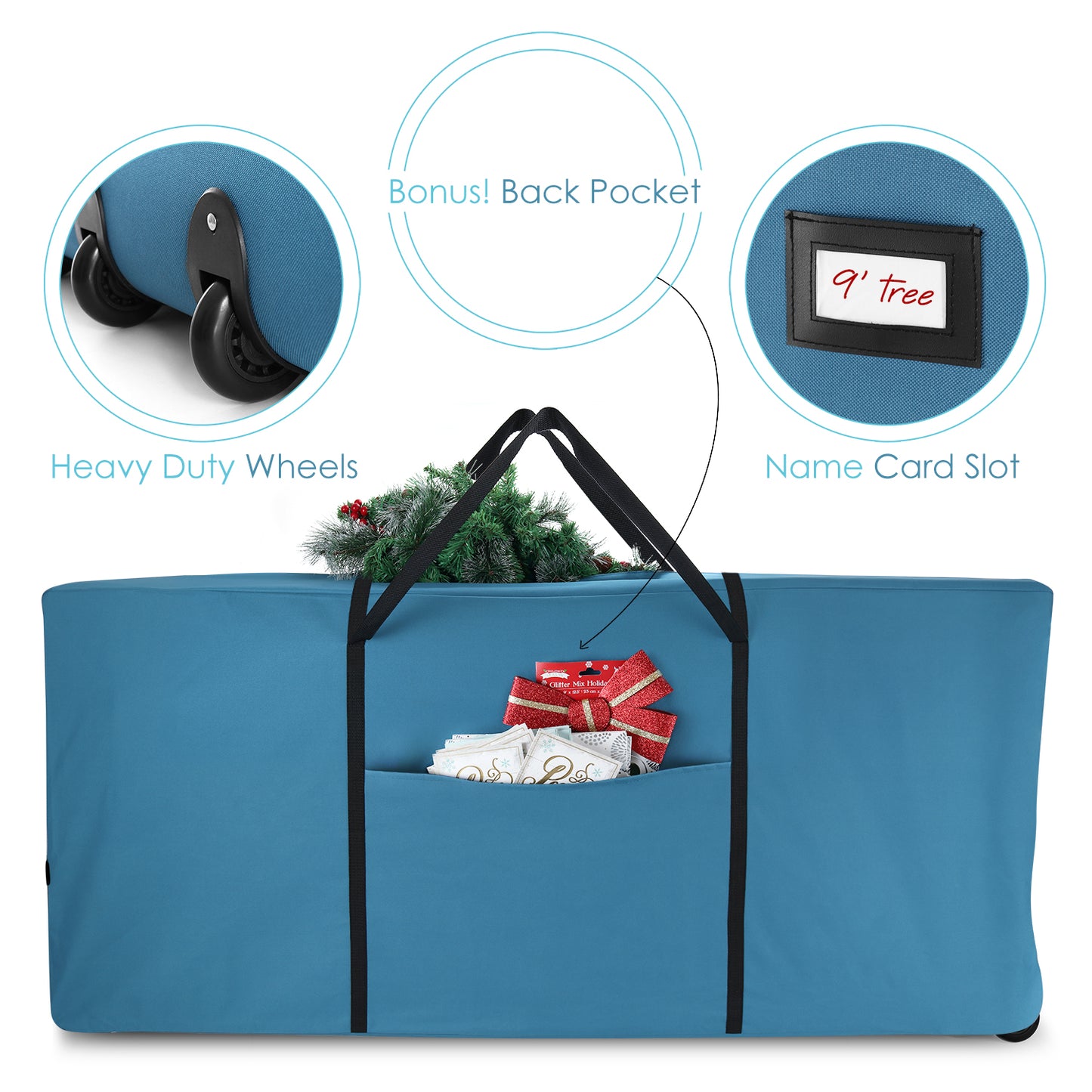 Hearth & Harbor Christmas tree storage bag with wheels and  Ribbon handles