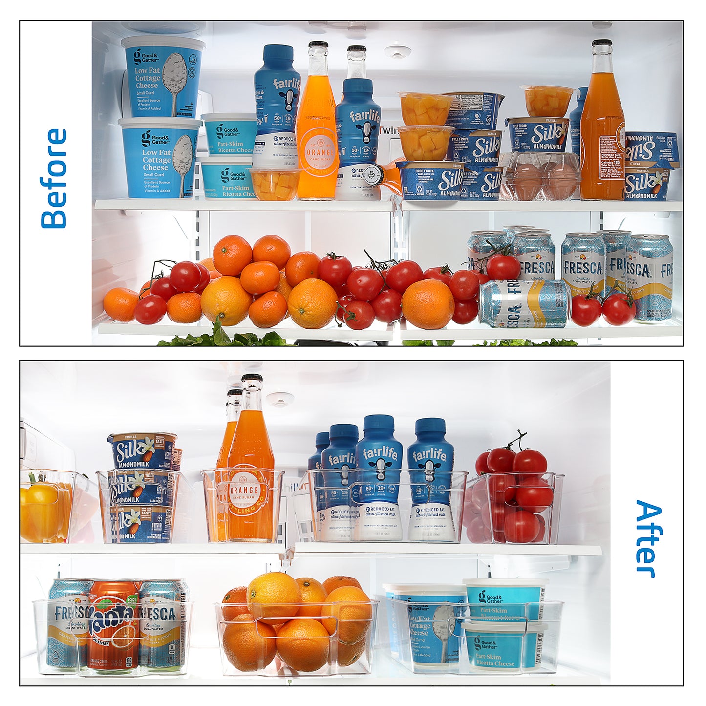 StorageBud Stackable Storage Fridge Bins - Refrigerator Organizer Bins for Fridge, Freezer, Pantry and Kitchen - 16 Pack Fridge Bins