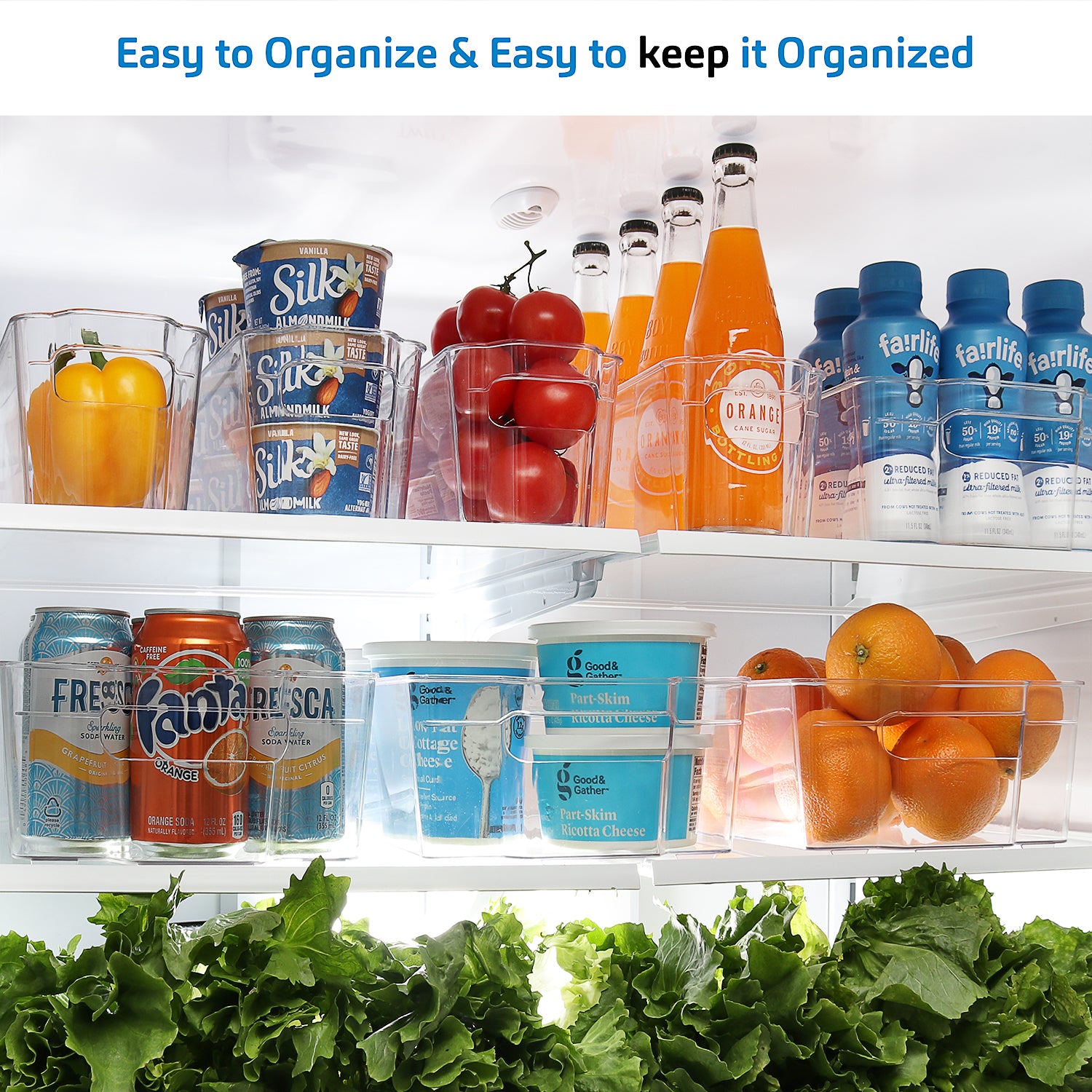 Storagebud Fridge Organizer - 14 Piece Refrigerator Organizer Bins - Stackable Freezer Organizer - Clear Refrigerator Organizer