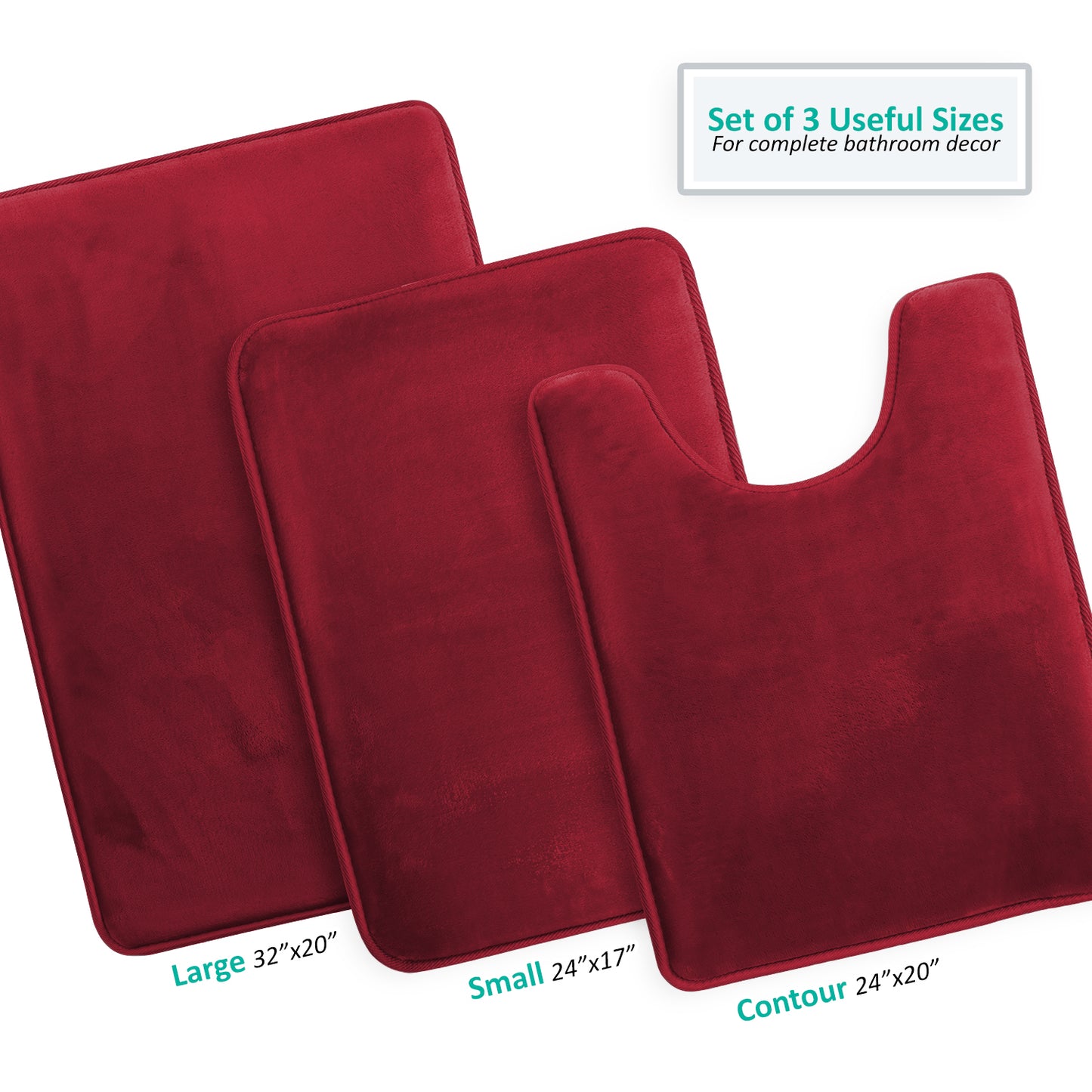 Clara Clark Memory Foam Bath Mat - 3 Pack