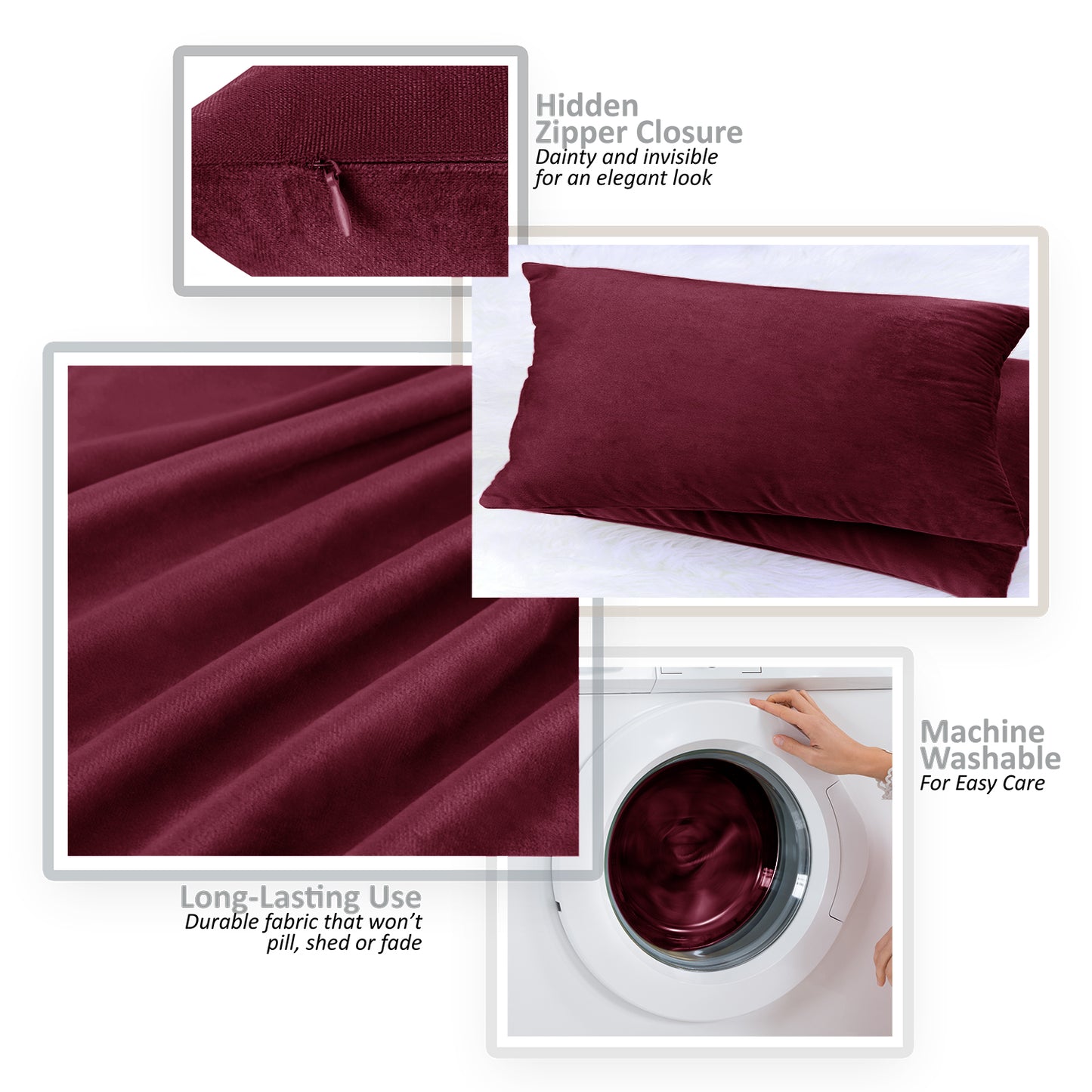 2 Pack 12 x 20 Nestl Bedding Throw Pillow Covers, Cozy Velvet Decorative Outdoor Pillow