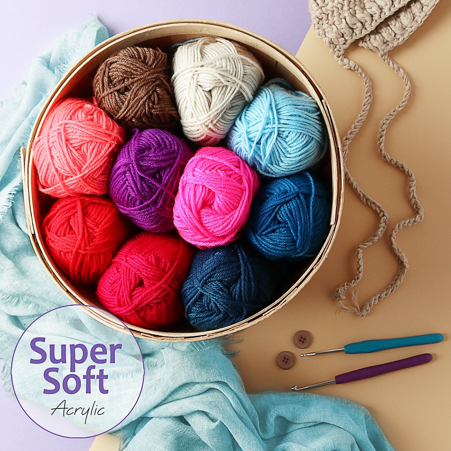 Craftbud DIY Crochet Kit (45 Pieces), Beginner Crochet Set