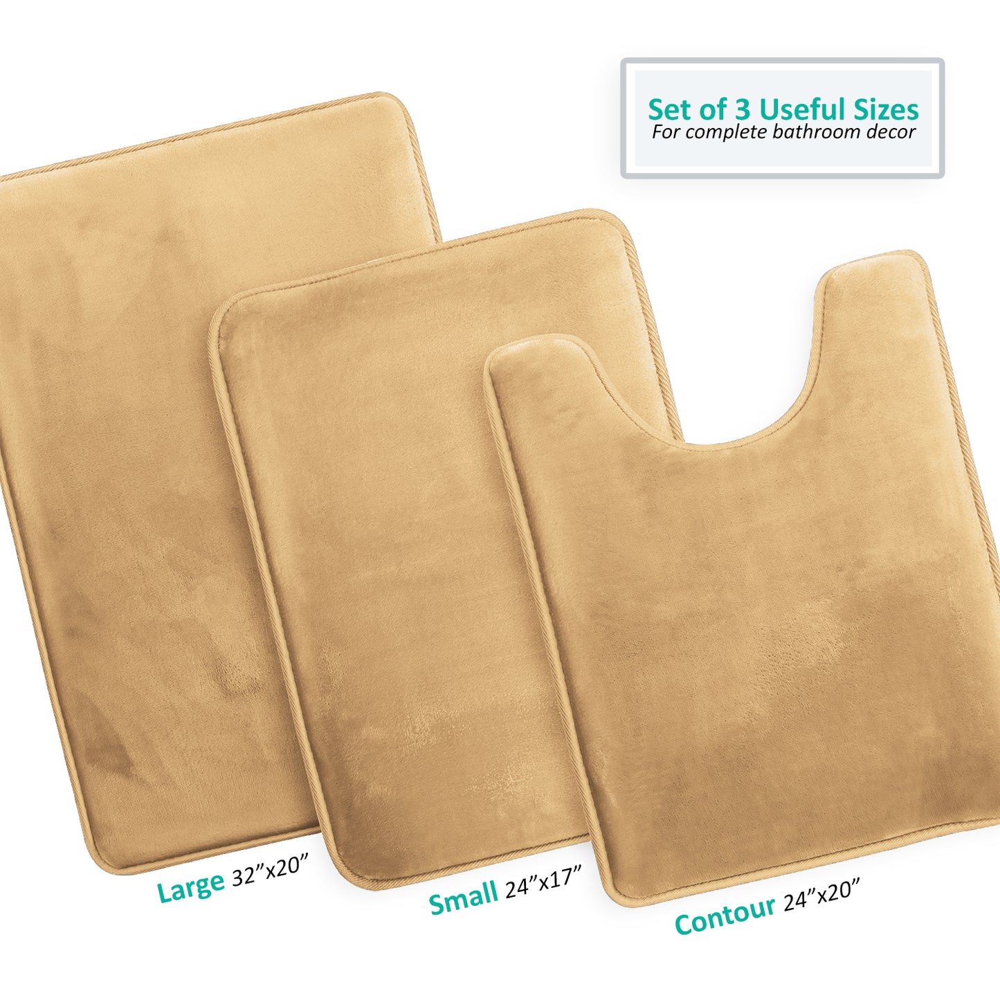 Clara Clark Memory Foam Bath Mat - 3 Pack