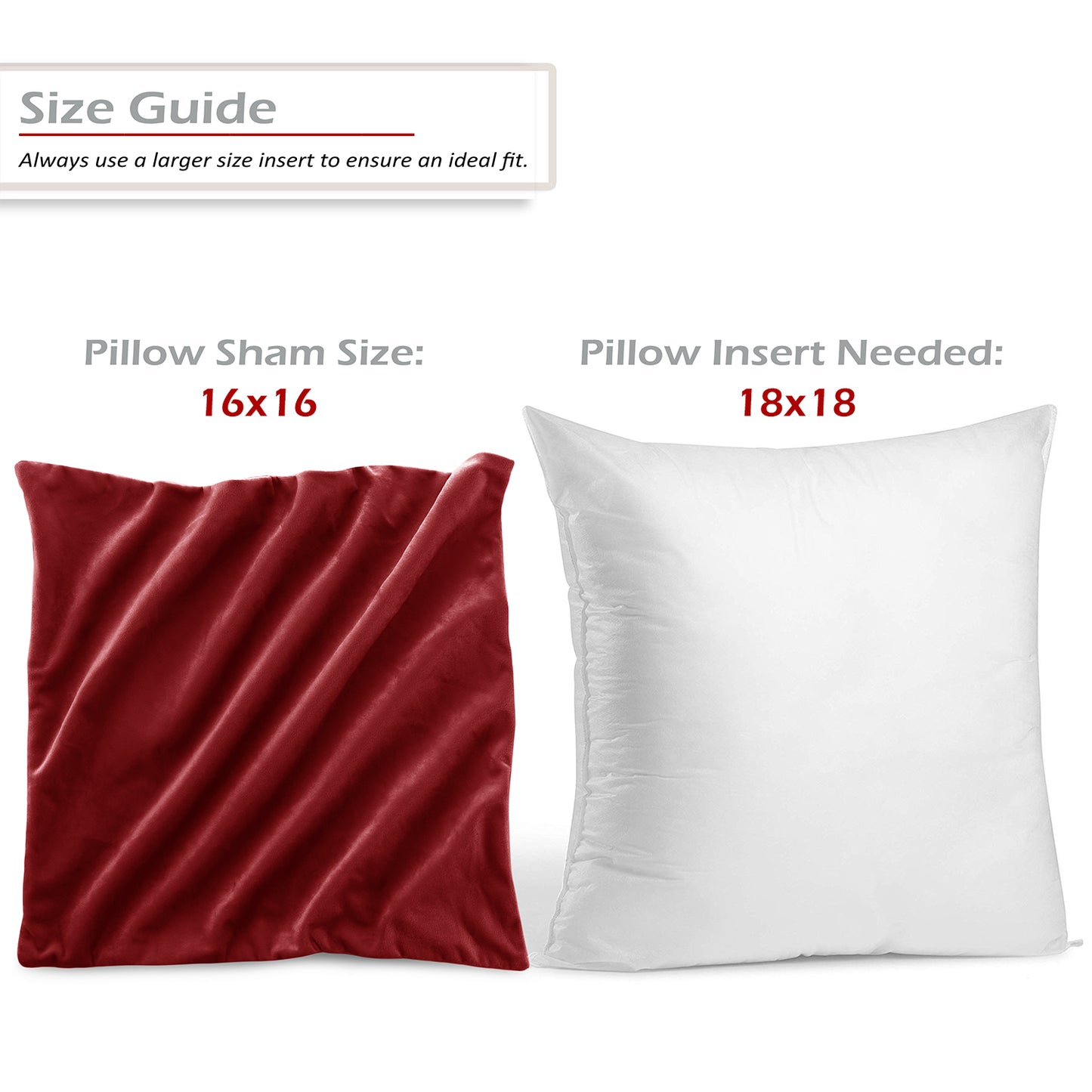 Holiday Nestl Bedding Throw Pillow Covers, Cozy Velvet Decorative Outdoor Pillow Covers 16x16 & 18x18 Inches, Soft Solid Cushion Covers for Sofa, Bed and Car, Set of 2