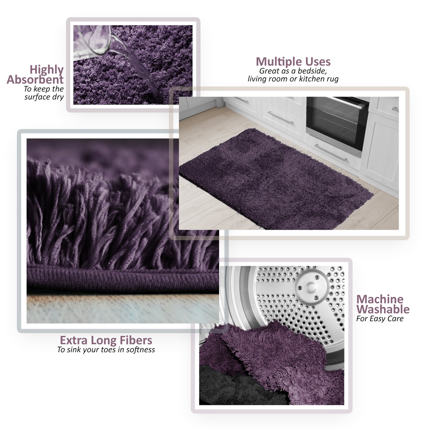 Clara Clark Non Slip Shaggy Bath Rugs - Small Medium, and Large Bath Rugs, Bath Mats In Various Colors and Sizes!