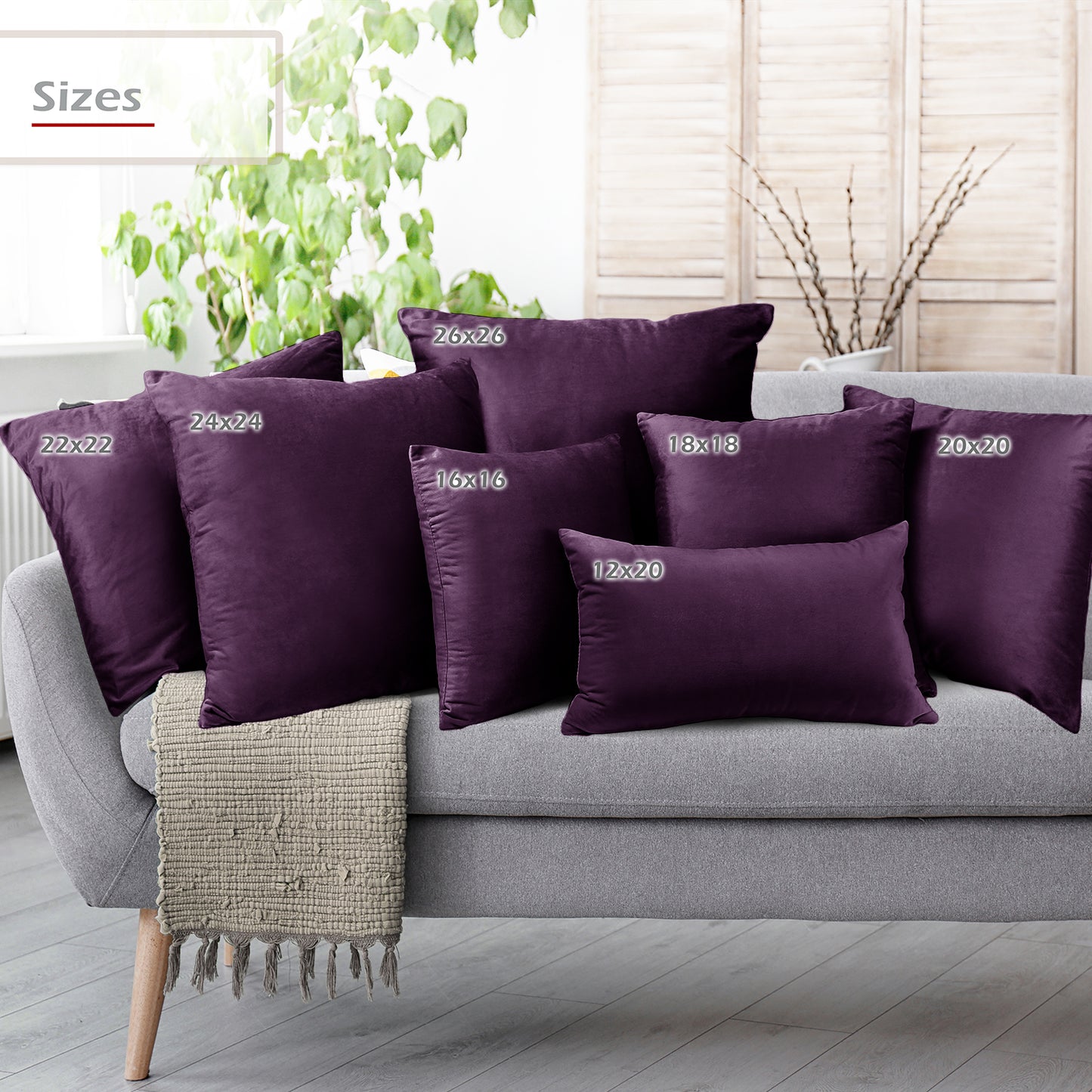 2 Pack 12 x 20 Nestl Bedding Throw Pillow Covers, Cozy Velvet Decorative Outdoor Pillow