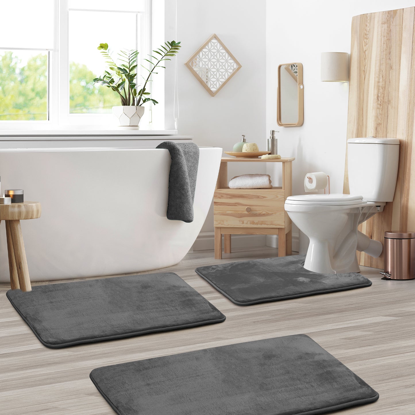 Clara Clark Memory Foam Bath Mat - 3 Pack