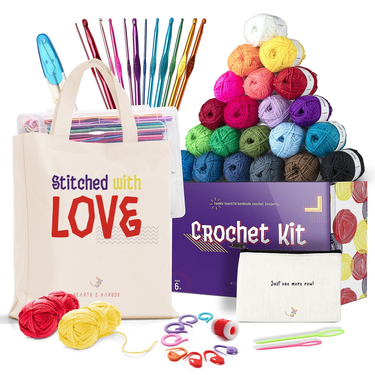 Craftbud DIY Crochet Kit (45 Pieces), Beginner Crochet Set
