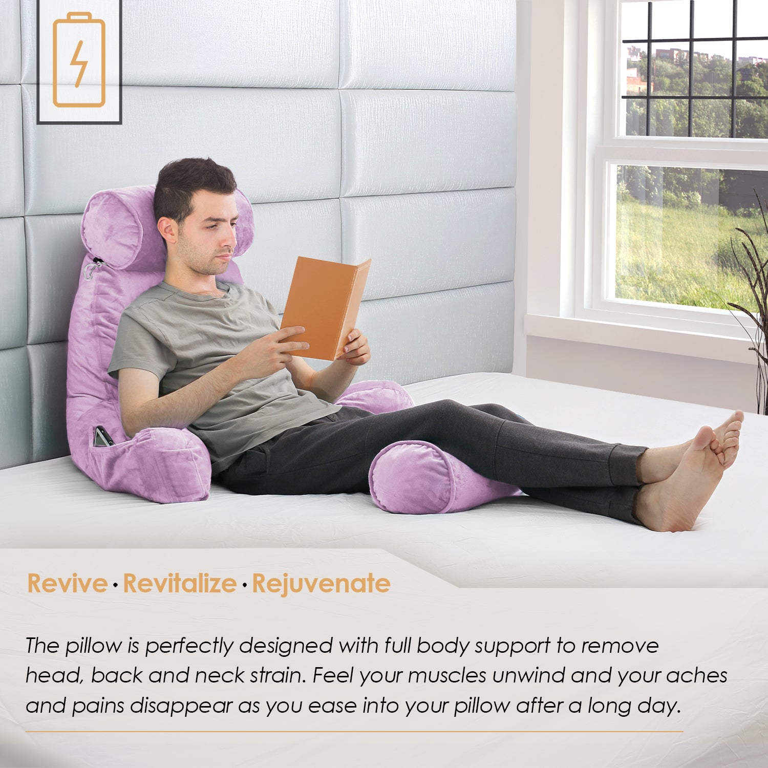 Back Pillows for Sitting In Bed Reading Bed Pillow Ultra-Comfy Bed