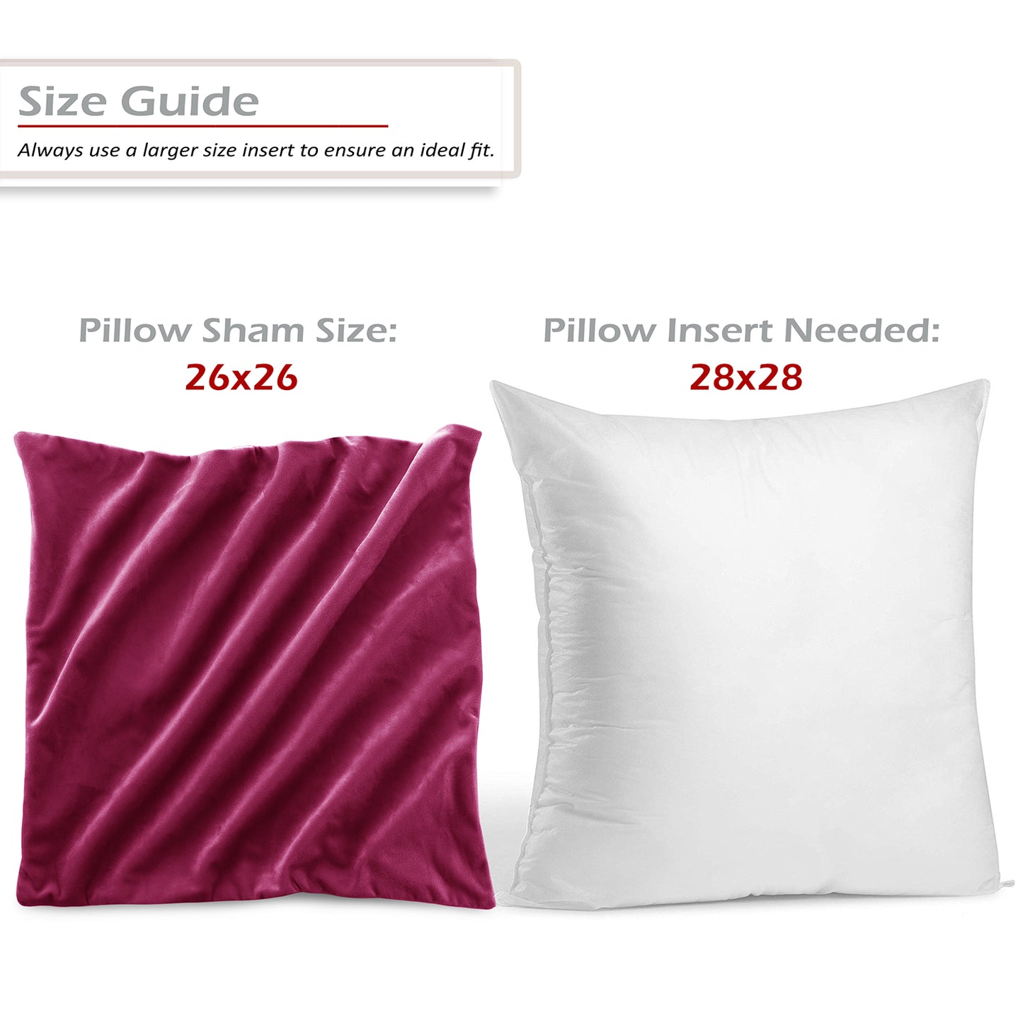 Nestl Bedding Throw Pillow Covers, Cozy Velvet Decorative Outdoor Pillow Covers 24x24 & 26x26 Inches, Soft Solid Cushion Covers for Sofa, Bed and Car, Set of 2