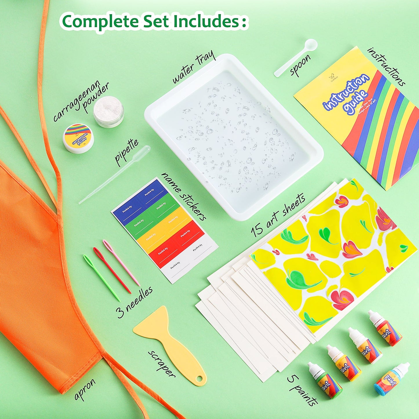  Marble Painting Kit - Kids Art, Water Marbling Paint