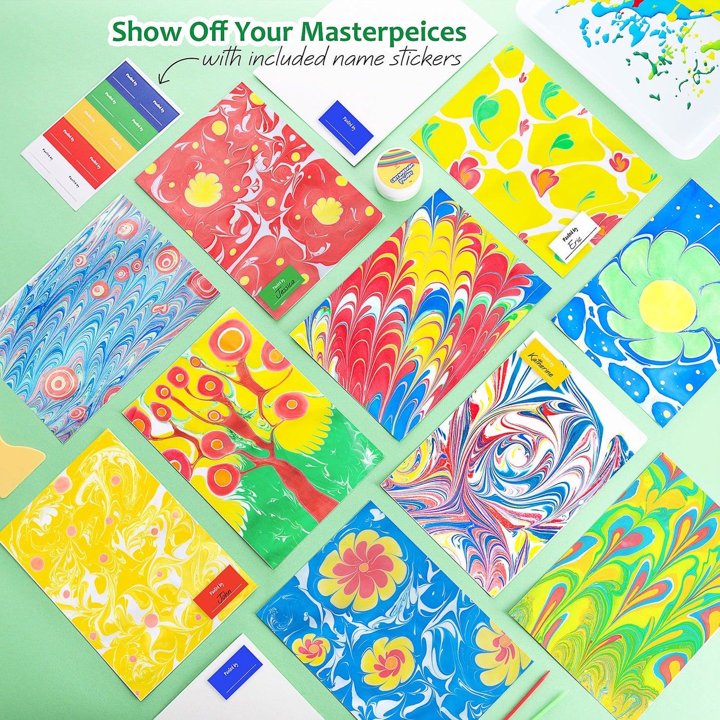  Marble Painting Kit - Kids Art, Water Marbling Paint