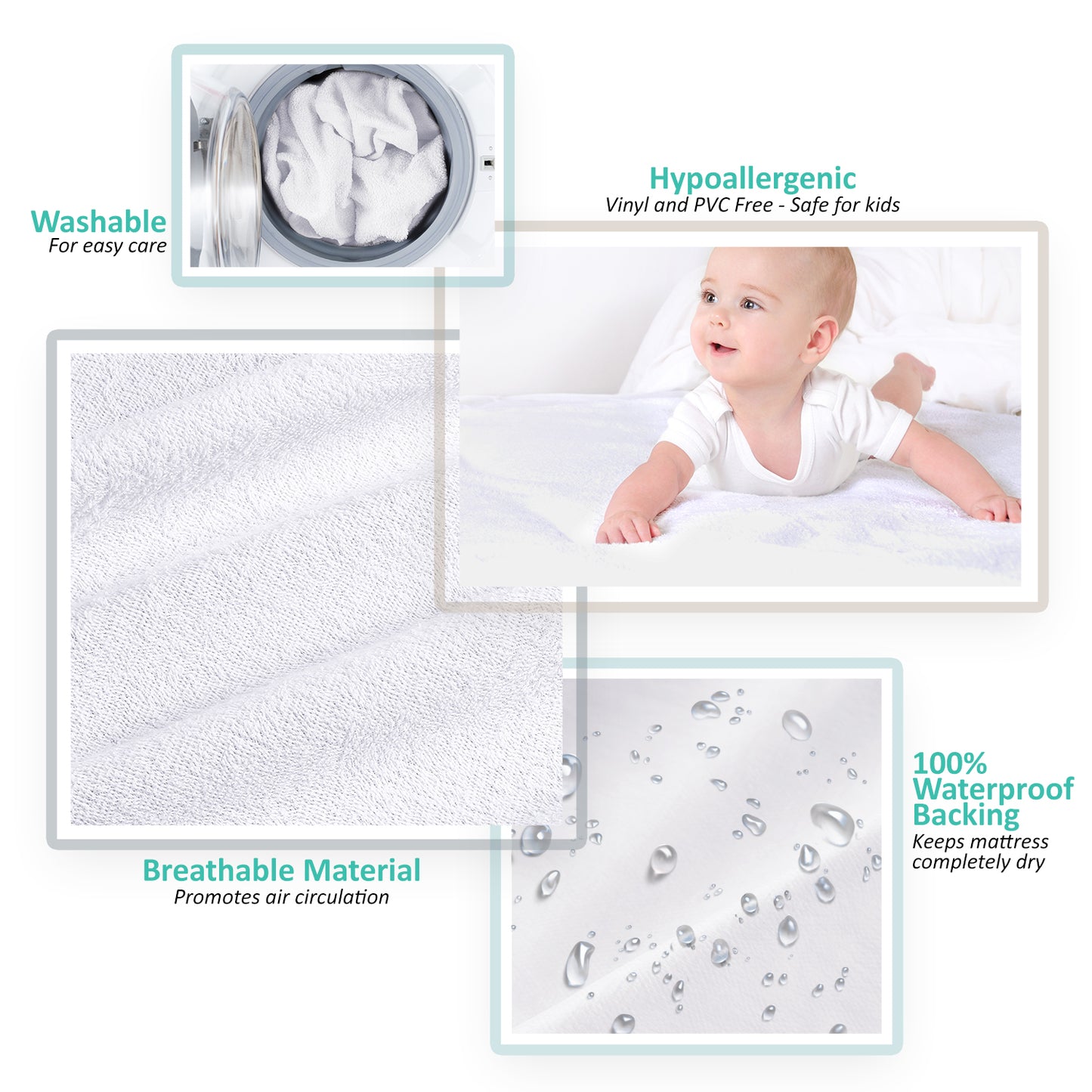Nestl Bedding Premium Cotton Terry Mattress Protector – Hypoallergenic and Waterproof Toddler Mattress Protector – Breathable & Noiseless Cover