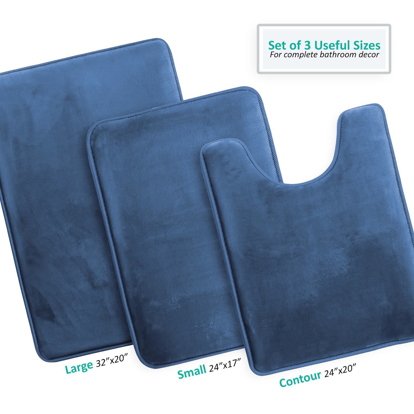 Clara Clark Memory Foam Bath Mat - 3 Pack