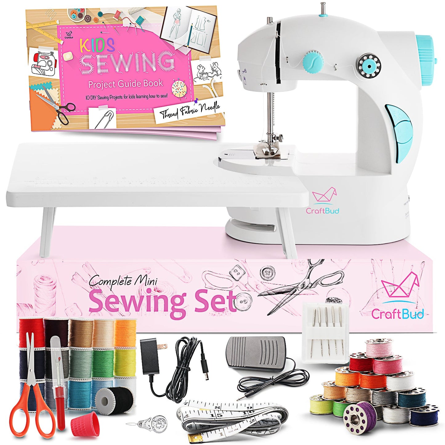 Mini Sewing Machine for Beginners with Sewing Kit, 48 PC Dual Speed Portable Sewing Machine, Kids Sewing Machine with DIY Sewing Book & More