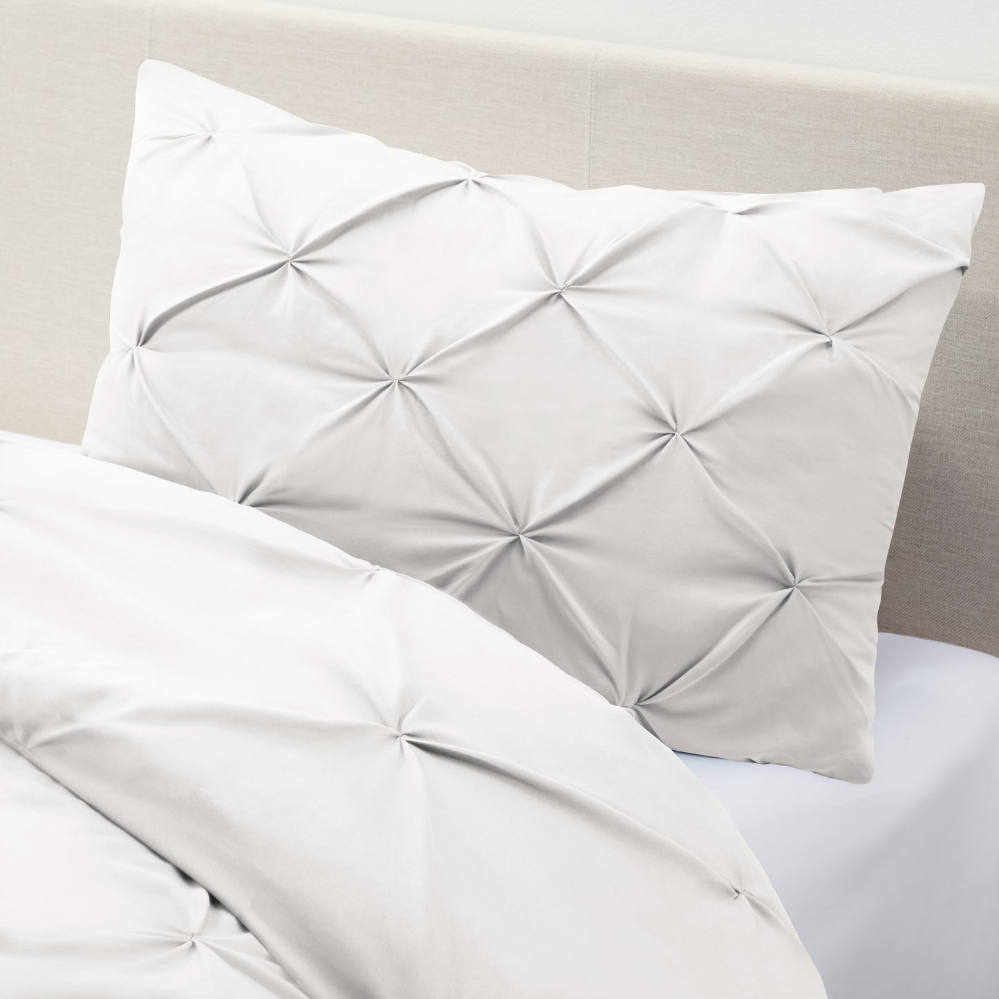 Nestl Bedding White Pinch Pleat Comforter Set - 2-Piece Down Alternative Comforter Set with 1 Pillow Sham