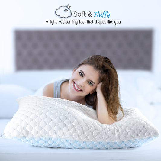 Nestl Bedding Ice Pillow Heat and Moisture Reducing Ice Silk and Gel Infused Memory Foam Pillow. Adjustable, Washable, Breathable