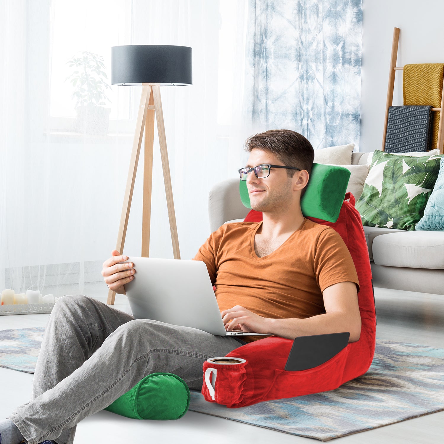 Clara Clark Reading Pillow, Extra Large Bed Rest Pillow with Arms