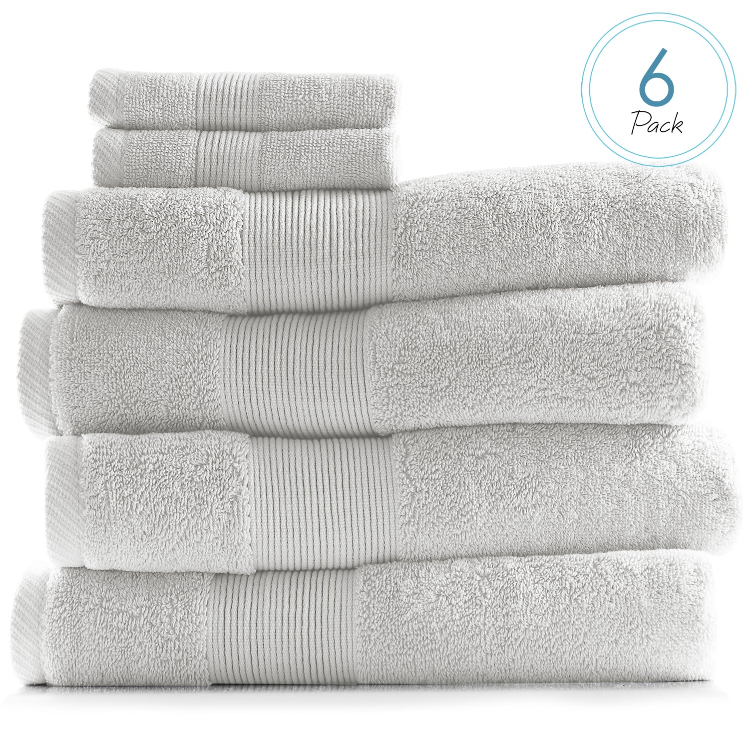 Fabdreams 100% Organic Cotton GOTS Certified 700 GSM Bathroom Towel Set of  6, 2 Bath Towels 30 x 56, 2 Hand Towels 16 x 30, 2 Wash Cloths 13 x 13