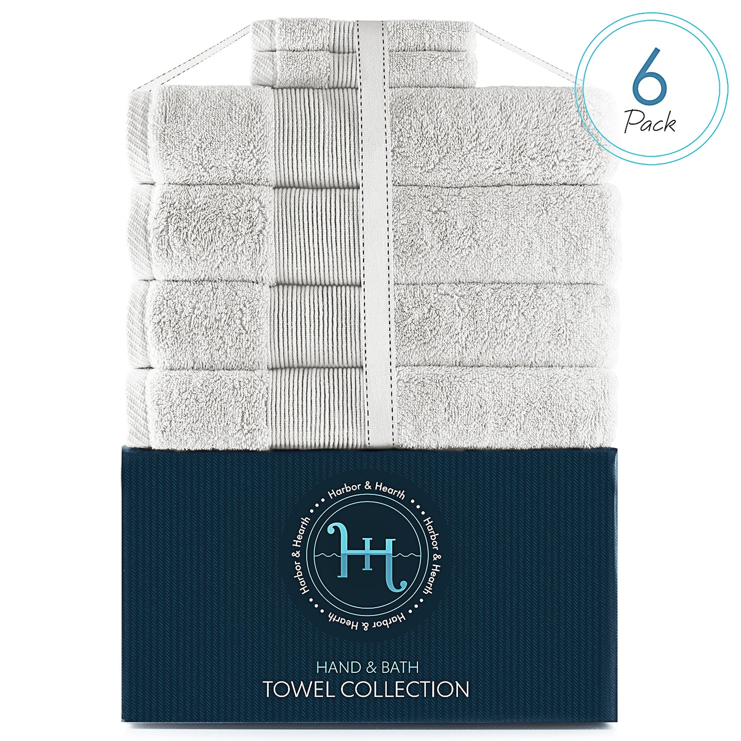 Hearth & Harbor 700 GSM Hand & Bath Towel Collection – 100% Cotton Luxury Set of 4 Bath Towels & 2 Wash Cloths – Ultra Soft & Highly Absorbent Beach, Spa & Bathroom Body Shower Towels