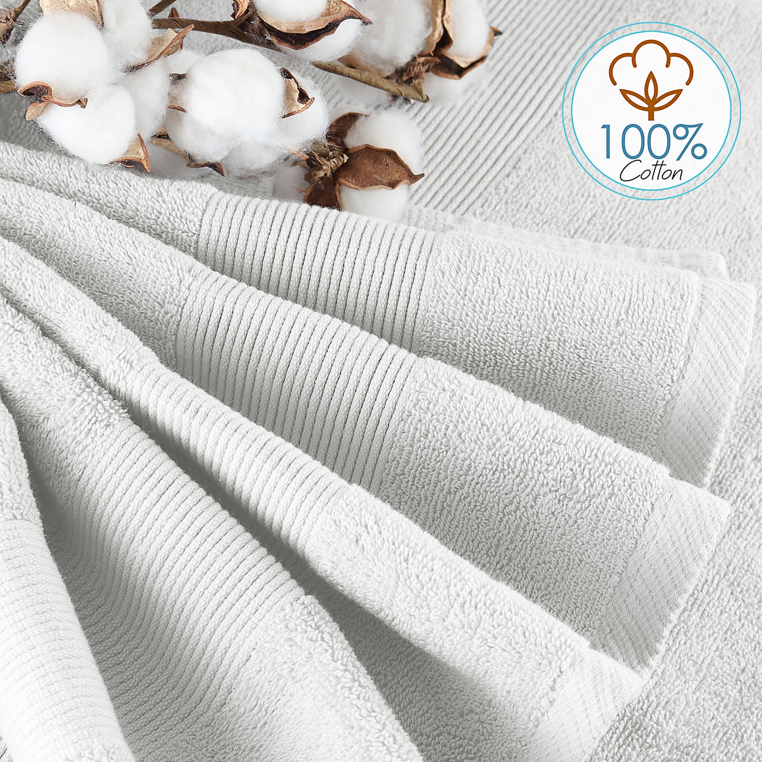 White 100% Cotton Quick Dry and Luxury Bath Towels (Pack of 4)