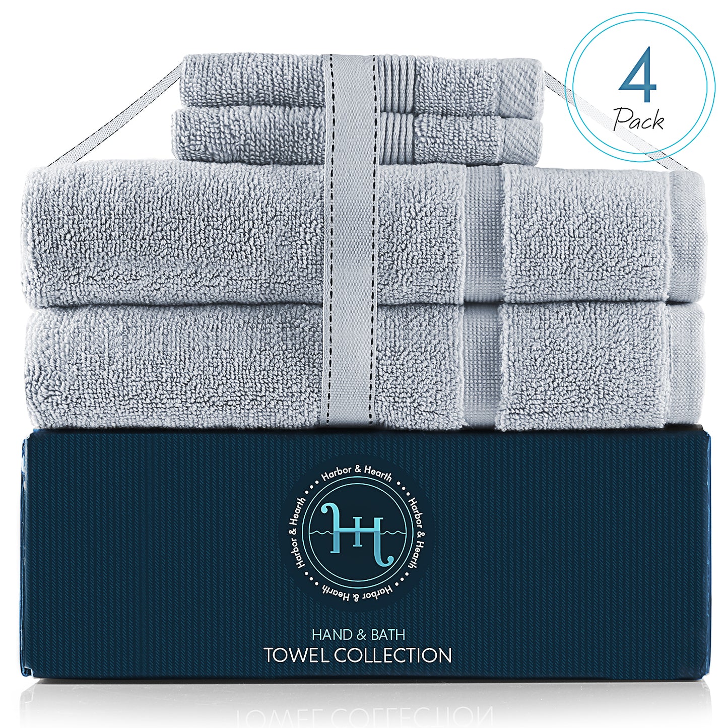 Hearth & Harbor 985 & 600 GSM Towel Collection – 100% Cotton Luxury Set of 2 Bath Mat Towel 985 GSM & 2 Wash Cloths  600 GSM – Ultra Soft & Absorbent Bath Mat Towel  & Washcloths for Bathroom