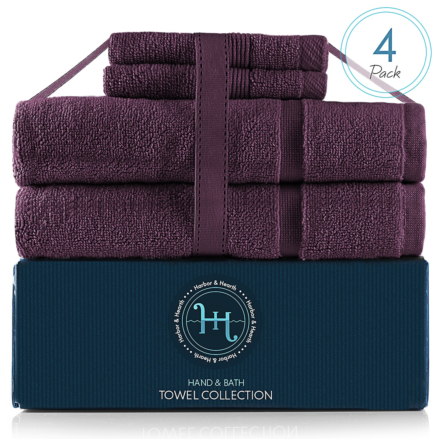 Hearth & Harbor 985 & 600 GSM Towel Collection – 100% Cotton Luxury Set of 2 Bath Mat Towel 985 GSM & 2 Wash Cloths  600 GSM – Ultra Soft & Absorbent Bath Mat Towel  & Washcloths for Bathroom