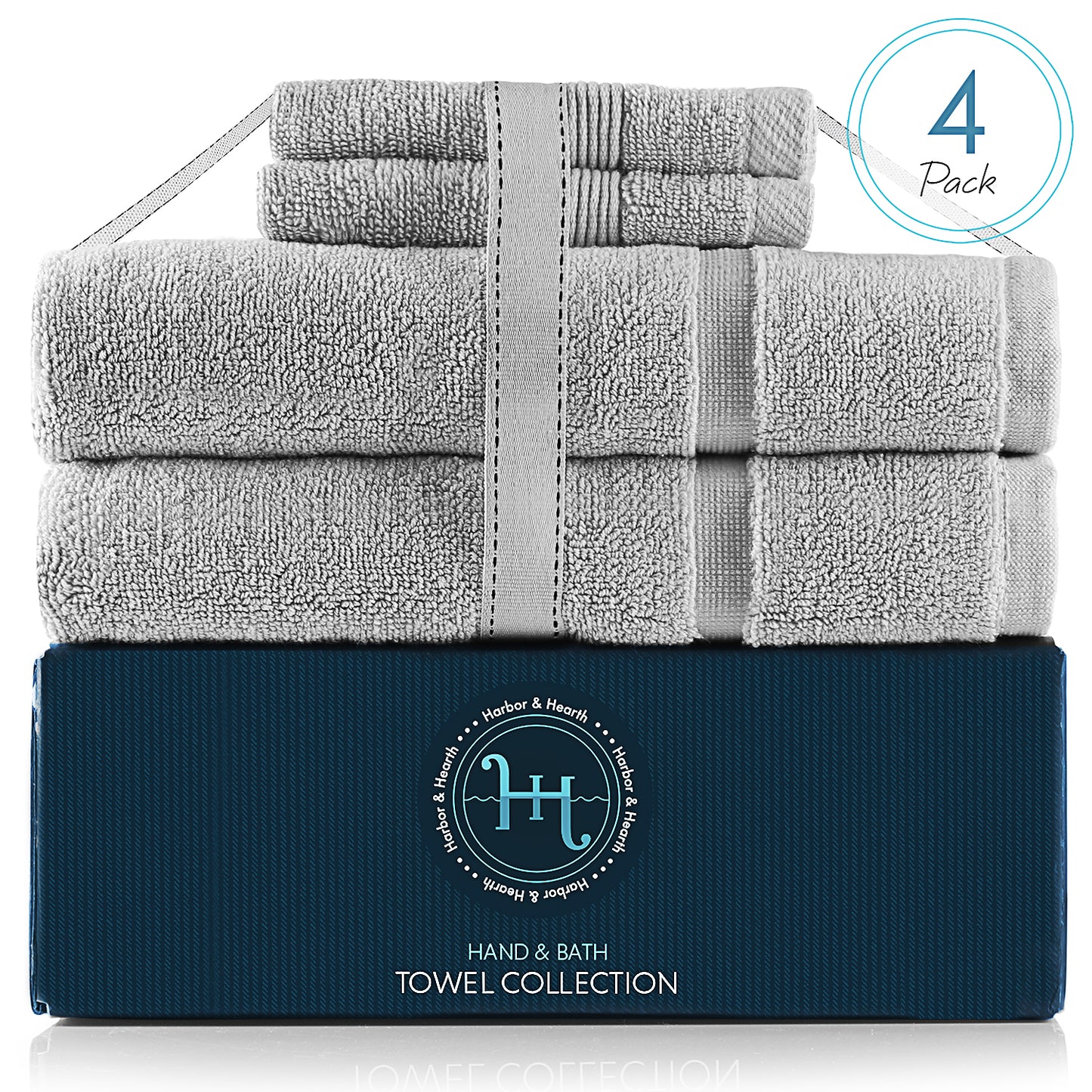 Hearth & Harbor 985 & 600 GSM Towel Collection – 100% Cotton Luxury Set of 2 Bath Mat Towel 985 GSM & 2 Wash Cloths  600 GSM – Ultra Soft & Absorbent Bath Mat Towel  & Washcloths for Bathroom