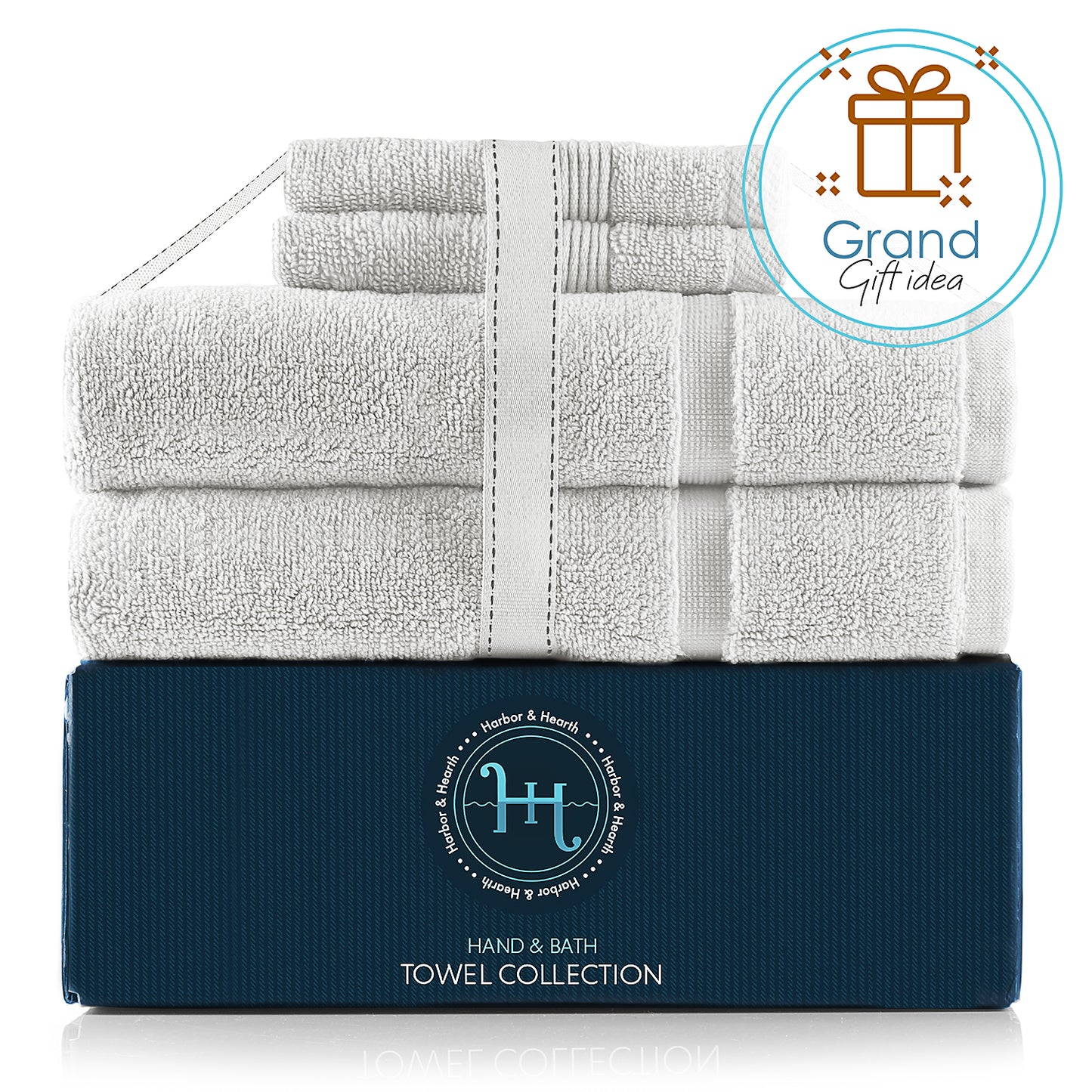 Hearth & Harbor 985 & 600 GSM Towel Collection – 100% Cotton Luxury Set of 2 Bath Mat Towel 985 GSM & 2 Wash Cloths  600 GSM – Ultra Soft & Absorbent Bath Mat Towel  & Washcloths for Bathroom