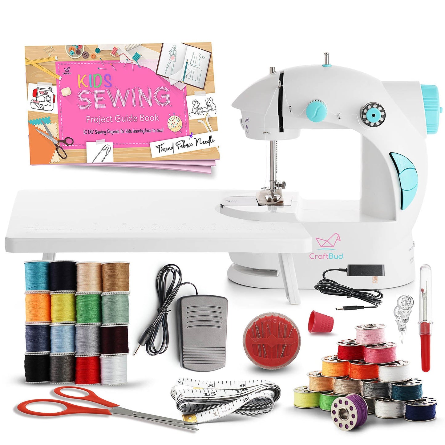 Mini Sewing Machine for Beginners with Sewing Kit, 48 PC Dual Speed Portable Sewing Machine, Kids Sewing Machine with DIY Sewing Book & More